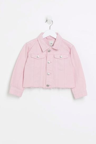 Pink denim store jacket river island