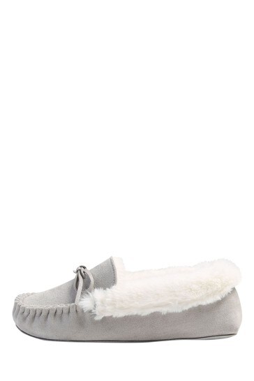 M&Co Grey Moccasin Slippers