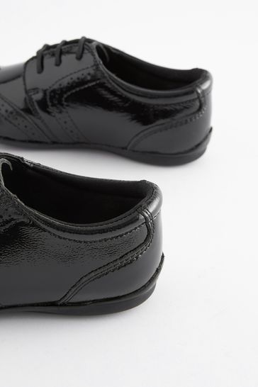 Buy Black Patent Wide Fit G School Leather Lace Up Brogues from