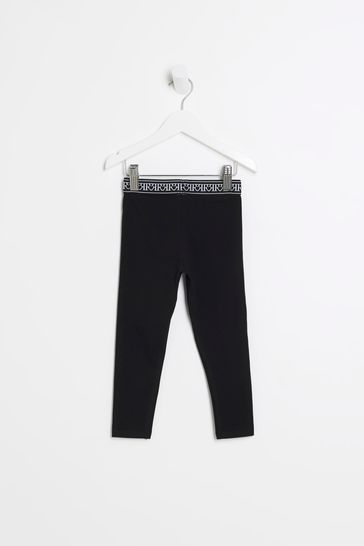 River Island Black Girls Heart Waistband Leggings