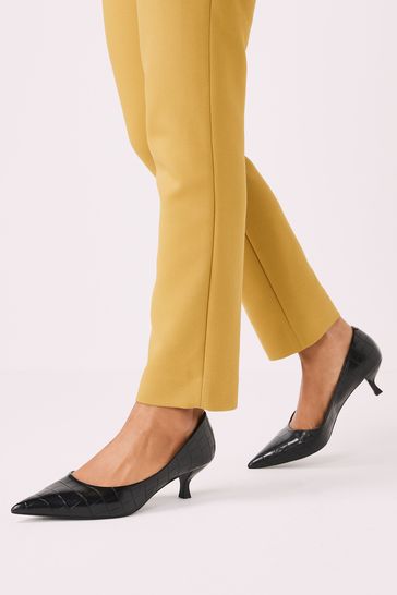 Black Regular Wide Fit Forever Comfort Kitten Heel Court Shoes