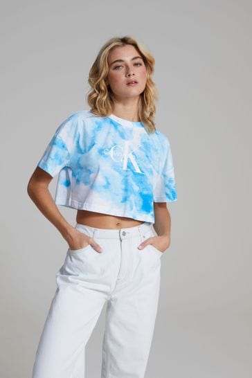 Calvin Klein Jeans Blue Aqua All Over Print T-Shirt