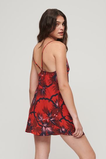 Red cami cheap slip dress