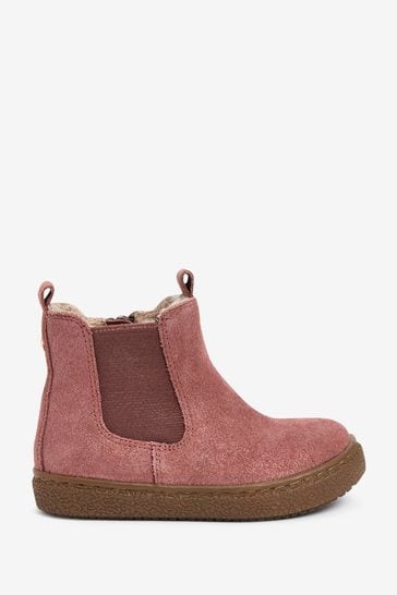Pink Water Repellent Suede Standard Fit (F) Warm Lined Chelsea Boots