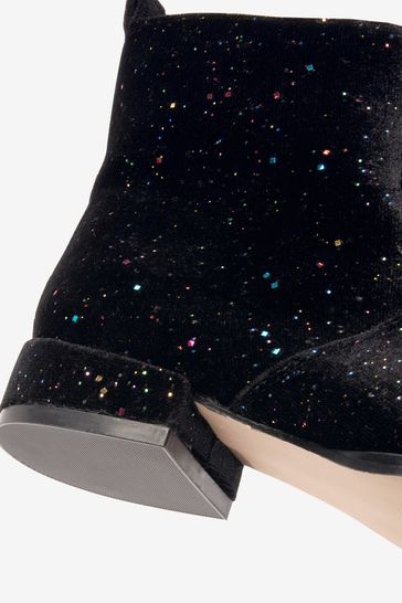 Buy Black Rainbow Glitter Velvet Boots from Next Luxembourg