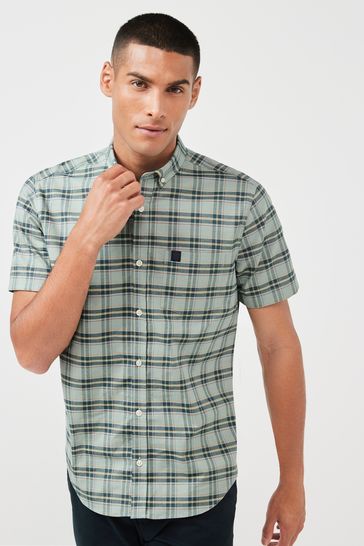 Green/Navy Blue Check Short Sleeve Shirt