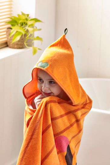 Orange Halloween Pumpkin Children's Hooded Cotton Towel
