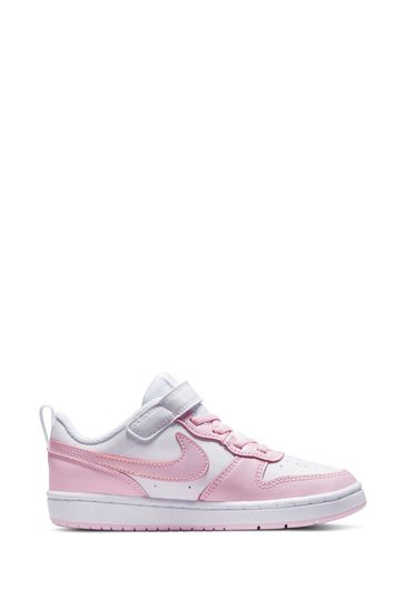 Nike White Pink Junior Court Borough Low Trainers