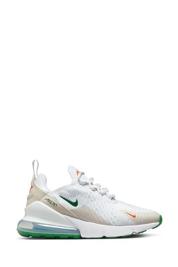 Nike White/Green Air Max 270 Youth Trainers