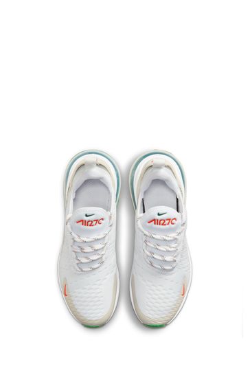 Buy Nike White Green Air Max 270 Youth Trainers from Next Luxembourg