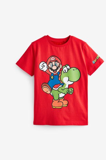 Camiseta roja con diseño de videojuegos de Mario y Yoshi (3-16años)