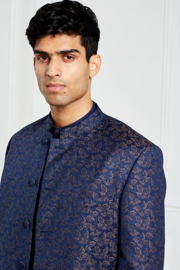 Buy Blue Nehru Collar Suit Jacket from Next Belgium