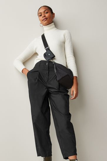 Black Tailored Pleat Front Chinos