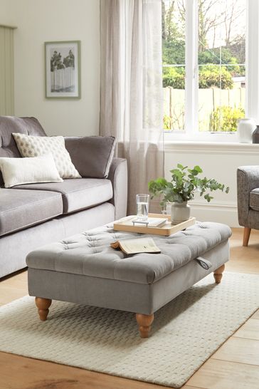 Grey chenille footstool hotsell