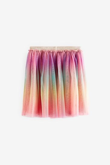 Pink Multi Ombre Rainbow Mesh Skirt 3 16yrs