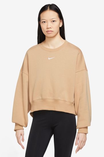 Nike Beige Mini Swoosh Oversized Sweatshirt