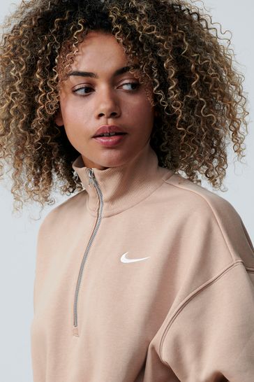 Buy Nike Beige Mini Swoosh Quarter Zip Top from Next Ireland
