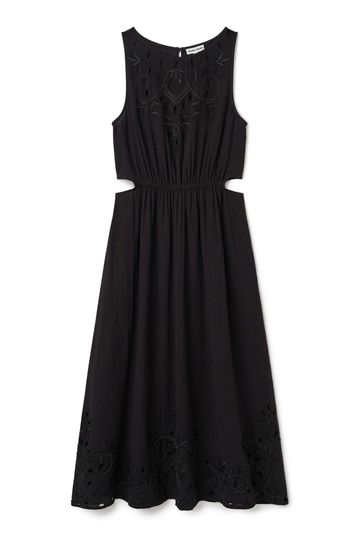 Buy Another Sunday Midi Dress With Broderie Cut Out In Black from