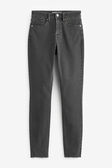 Grey raw hem jeans top