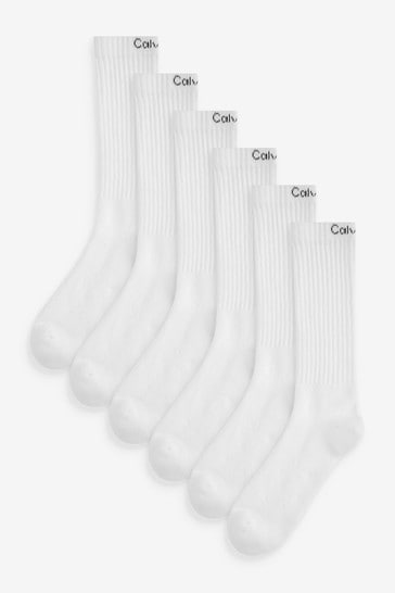 Calvin Klein White Crew Socks 6 Pack