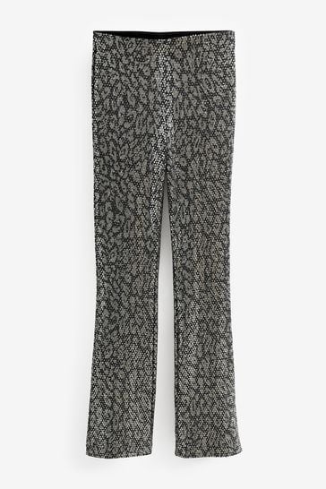 Buy Silver Leopard Flared Sequin Trousers from Next Estonia