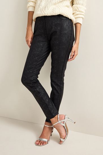 Black velvet slim leg trousers clearance
