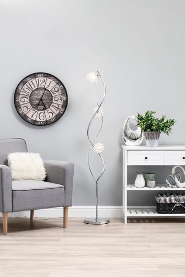 BHS Silver Orianna 3 Light Floor Lamp