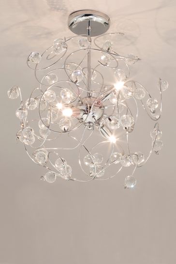 BHS Silver Lila Sputnik Flush Ceiling Light