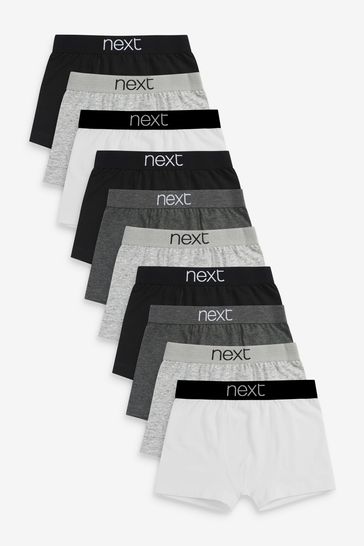 Grey/Black/White 10 Pack Trunks (2-16yrs)