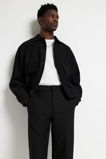 Buy River Island Black Double Pleat Plisse Trousers from Next Germany