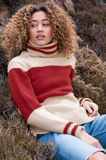 Celtic & Co. Red Alpine Easy Slouch Roll Neck Jumper