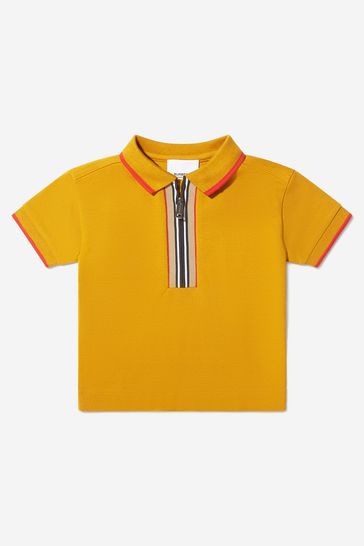 Baby Boys Cotton Branded Polo Shirt in Yellow