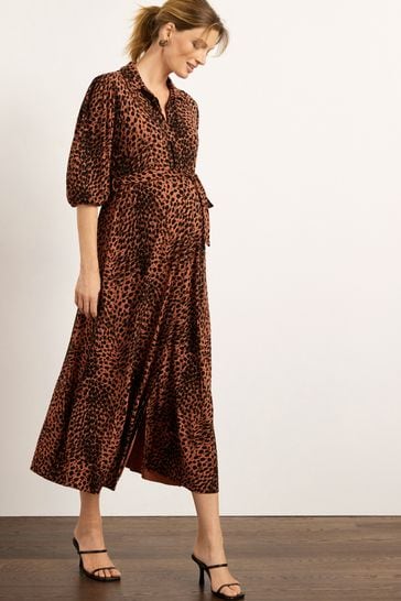 Buy Animal Print Maternity Nursing Shirt Dress from Next Luxembourg