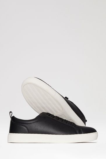 Mens smart black trainers with white sole hotsell