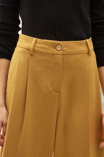 Buy Ochre Yellow Warm Handle Textured Wide Leg Trousers from Next Luxembourg