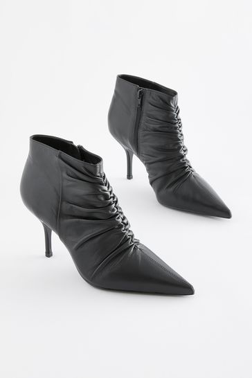 Black pointed ankle boots leather clearance