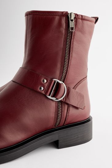 Burgundy biker boots 2025