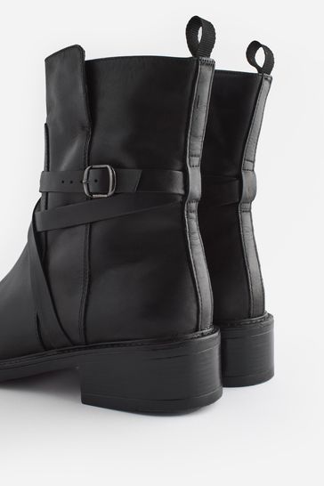 Black strap ankle boots shop