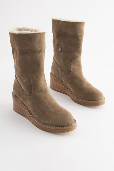Buy Mink Brown Forever Comfort Suede Wedge Ankle Boots from Next