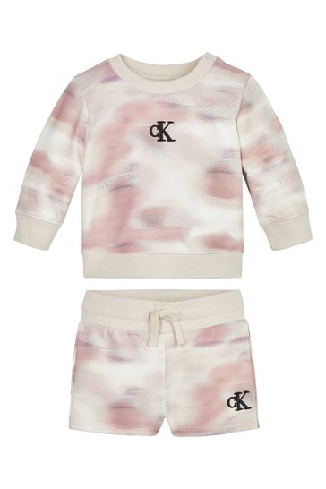 Buy Calvin Klein Jeans Newborn Pink Tie Dye Printed Short Set from Next  Luxembourg