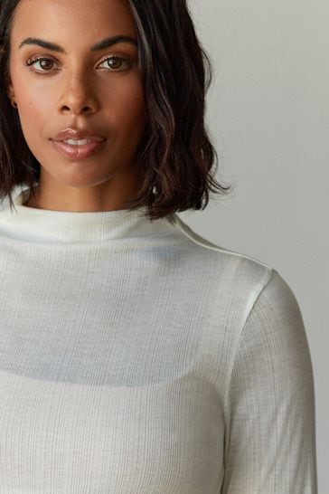 White long sleeve high neck sales