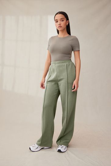 Green wide deals leg joggers