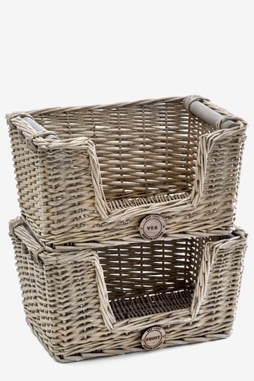 Stacking wicker baskets deals