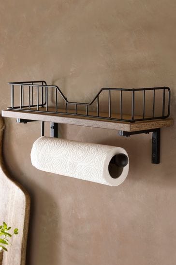 Kitchen shelf with kitchen roll holder top