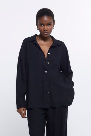 Black shirt womens river island clearance
