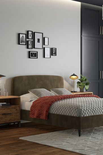 Opulent Velvet Khaki Green Matson Upholstered Bed Frame