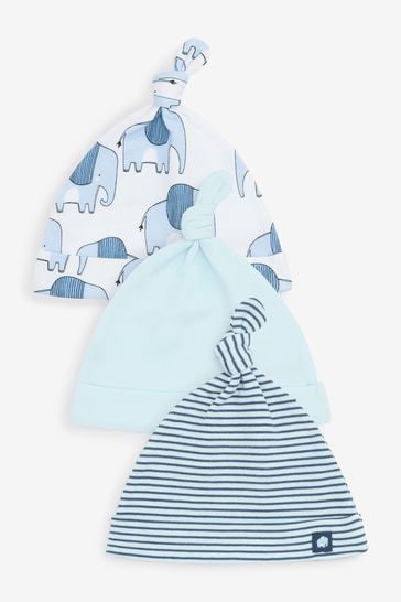 Blue 3 Pack Baby Tie Top Hats (0-18mths)
