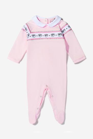 Baby Girls Cotton Logo Babygrow in Pink
