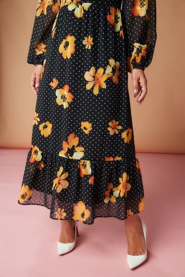 Buy Myleene Klass Orange Floral Midi Dress from Next Luxembourg