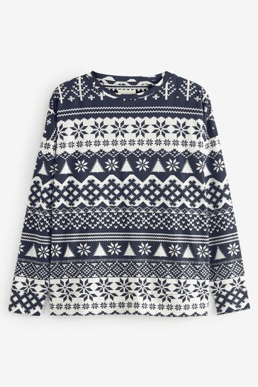 Buy Navy Blue Fairisle Pattern Matching Family Womens Christmas